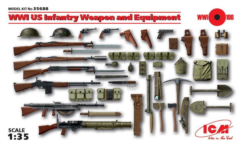 35688  наборы для диорам  Оружие и снаряжение пехоты США WWI   (1:35)