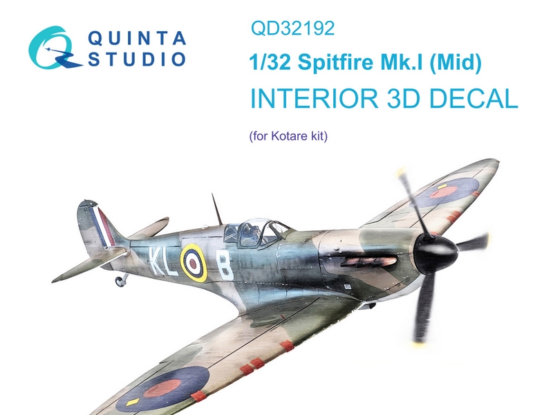 QD32192  декали  3D Декаль интерьера кабины Spitfire Mk.I mid. (Kotare)  (1:32)