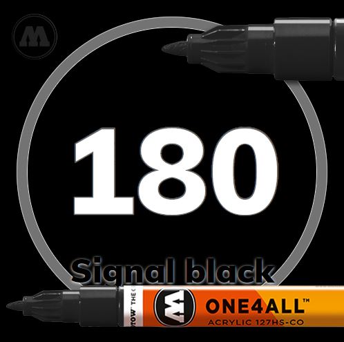 127412  краска  Маркер MOLOTOW ONE4ALL 127HS-CO #180 Черный 1,5мм