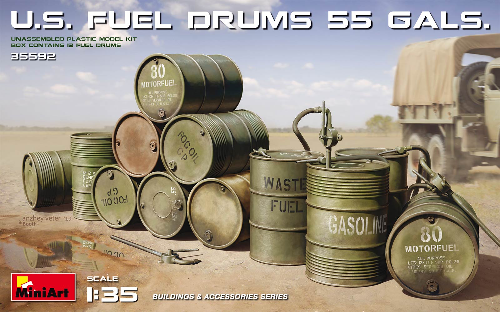 35592  наборы для диорам  U.S. Fuel Drums 55 Gals  (1:35)