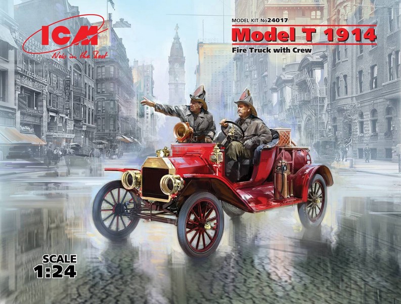 24017  автомобили и мотоциклы  Model T 1914 Fire Truck with Crew  (1:24)