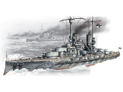 S.002  флот  "Groser kurfurst" WWI German Battleship (1:350)