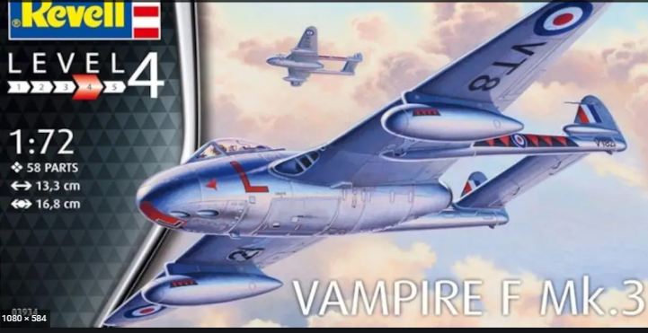 03934  авиация  Vampire F Mk.3  (1:72)
