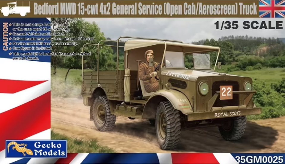 35GM0025  техника и вооружение  Bedford MWD 15-cwt 4x2 General Service (Open Cab/Aeroscreen)  (1:35)