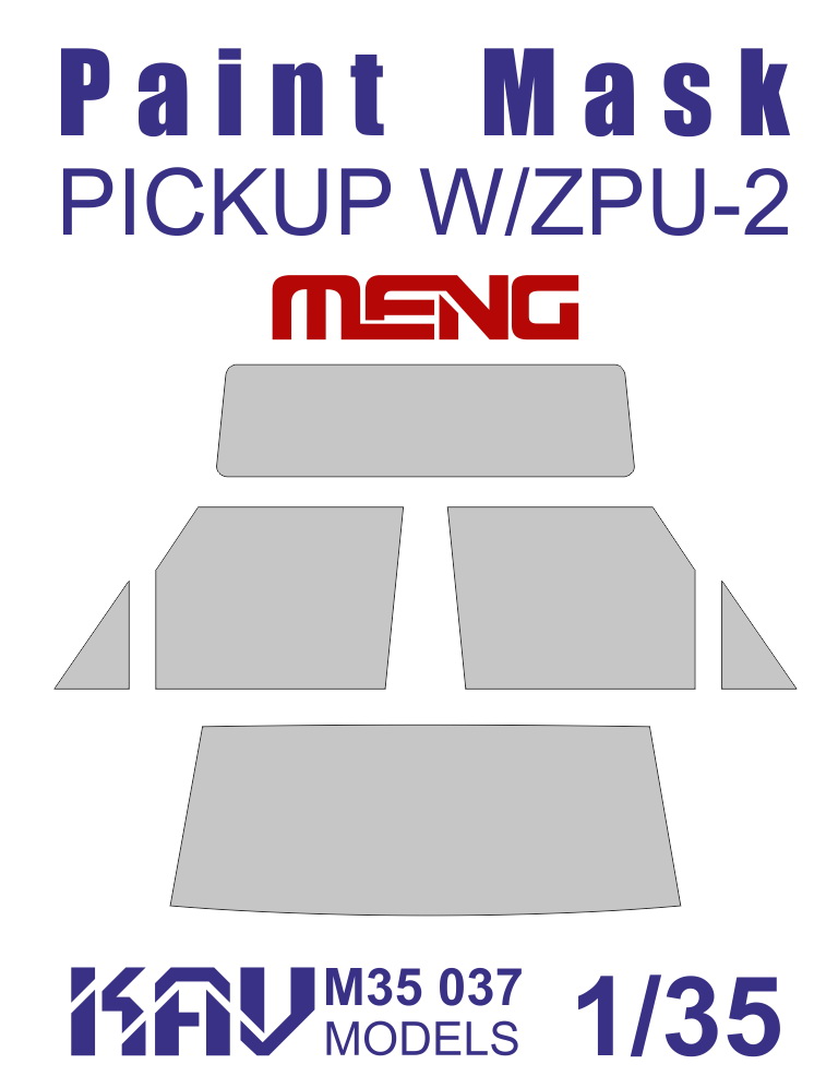 KAV M35 037  инструменты для работы с краской  Маска на остекление Пикап ЗПУ2 Toyota (Meng)  (1:35)