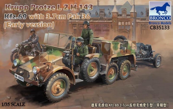 CB35133  техника и вооружение  Krupp Protze L2 H 143 Kfz.69 with 3,7cm Pak 36(Early version)  (1:35)