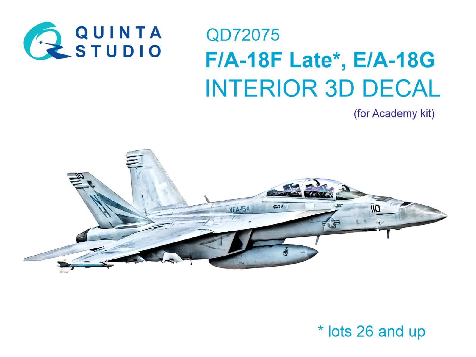 QD72075  декали 3D Декаль интерьера кабины  F/A-18F Late, E/A-18G (Academy)  (1:72)