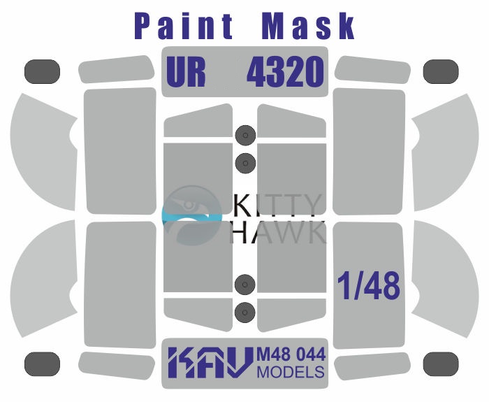 KAV M48 044  инструменты для работы с краской  Маска на УР@Л-4320, АПА-5Д (KittyHawk)  (1:48)