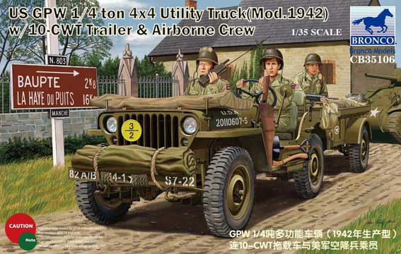 CB35106  техника и вооружение US GPW 1/4ton 4×4 Utility Truck (Mod.1942) w/Trailer & Crew  (1:35)