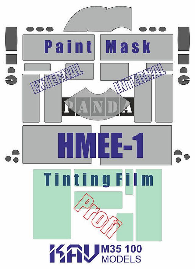 KAV M35 100  инструменты для работы с краской  Окрасочная маска на HMEE-1 ПРОФИ (Panda)  (1:35)