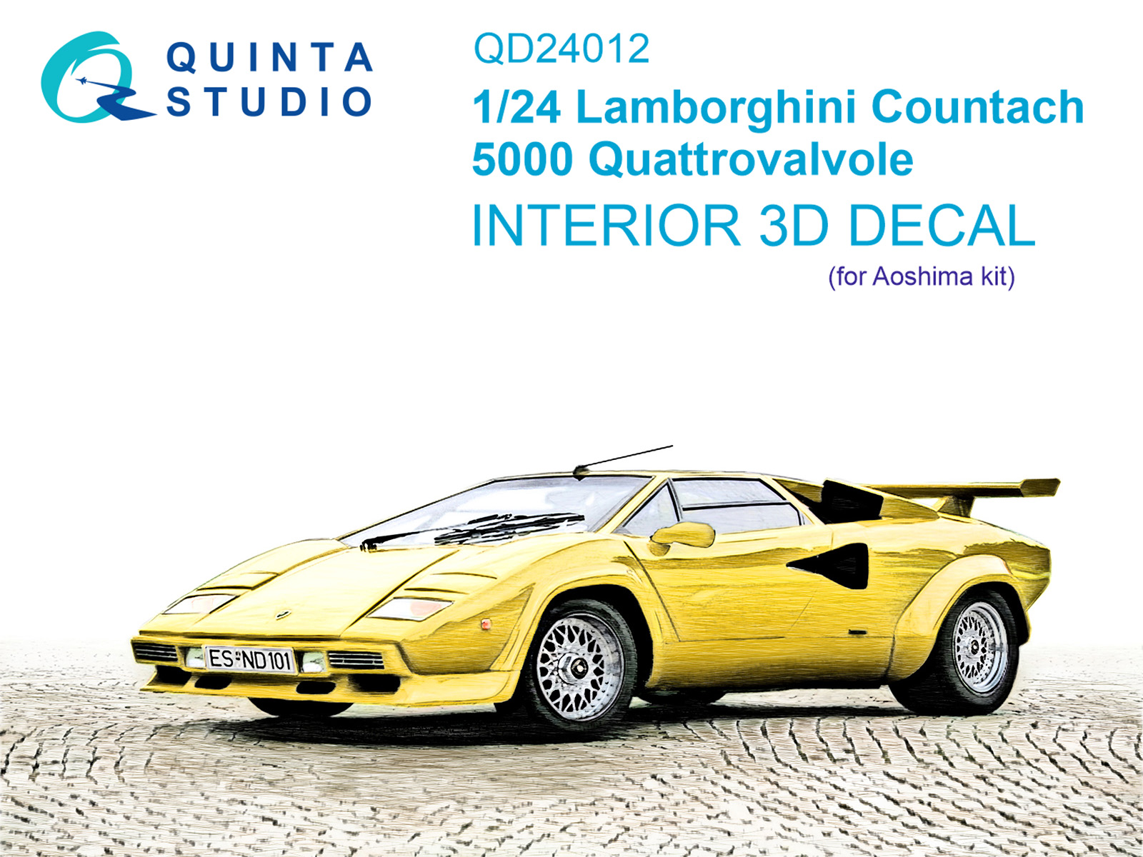 QD24012  декали  3D Декаль интерьера кабины Lamborghini Countach 5000 QV (Aoshima)  (1:24)