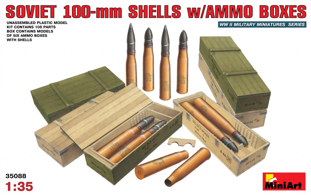 35088  наборы для диорам  SOVIET 100-mm SHELLS w/AMMO BOXES  (1:35)