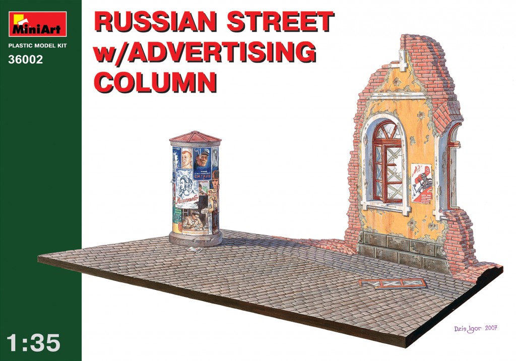 36002  наборы для диорам  RUSSIAN STREET w/ADVERTISING COLUMN  (1:35)