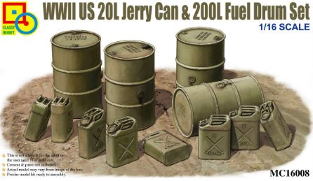 MC16008  наборы для диорам  WWII US 20L Jerry Can & 200L Fuel Drum Set  (1:16)