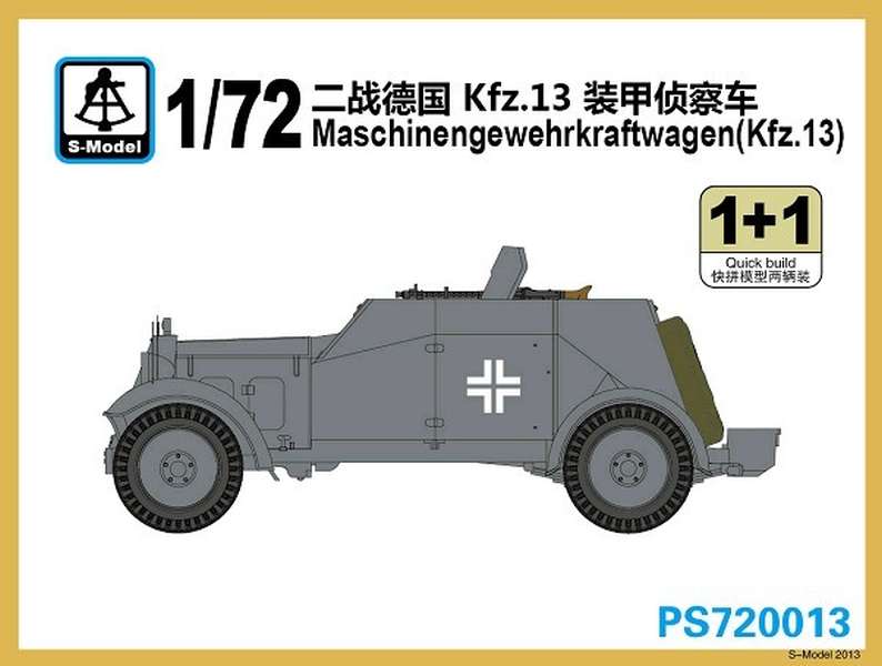 PS720013  техника и вооружение  Maschinengewehrkraftwagen (Kfz. 13) 1+1 Quickbuild  (1:72)