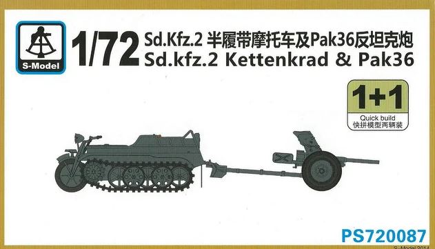 PS720087  техника и вооружение  Sd.Kfz.2 Kettenkrad & Pak 36 1+1 Quickbuild  (1:72)