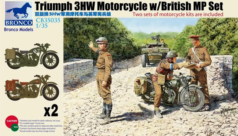 CB35035  техника и вооружение  Triumph 3HW Motorcycle w/British MP Set (1:35)