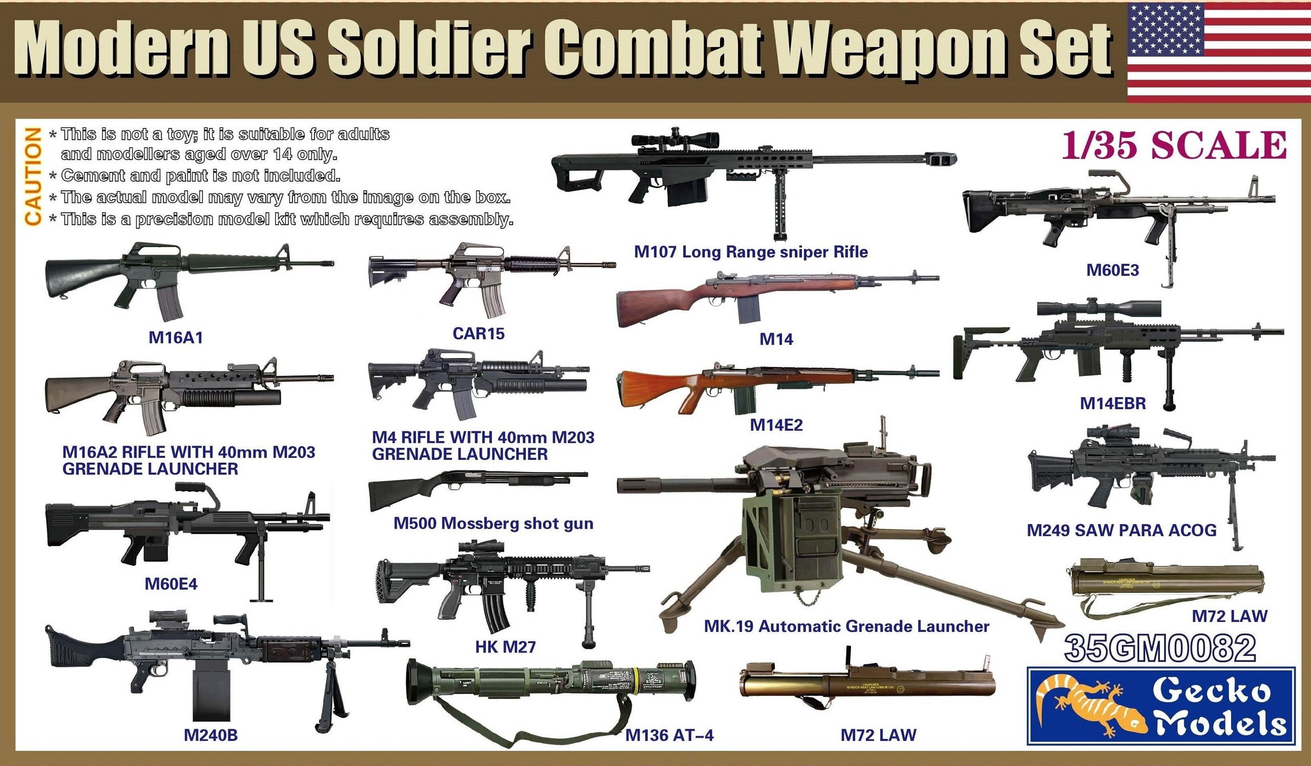 35GM0082  наборы для диорам  US Soldier Combat Weapons Set  (1:35)