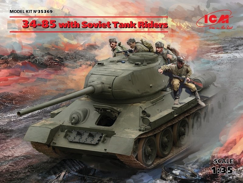 35369  техника и вооружение  Танк-34-85 with Soviet Tank Riders  (1:35)