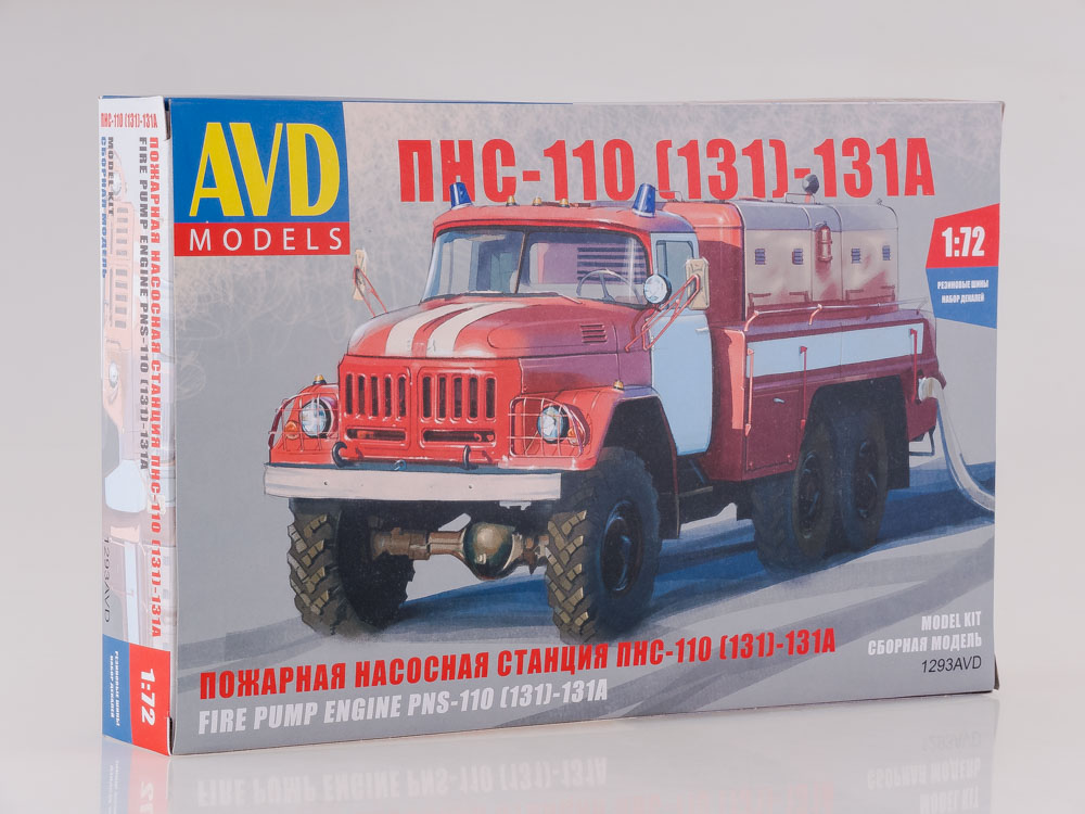1293AVD  автомобили и мотоциклы  Пожарная насосная станция ПНС-110(131)-131А  (1:72)