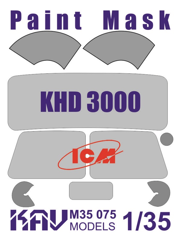 KAV M35 075  инструменты для работы с краской  Маска на остекление KHD-S/A3000 (ICM)  (1:35)