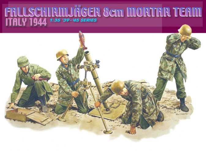 6215  фигуры  Fallschirmjager 8cm Mortar Team (Italy 1944) (1:35)