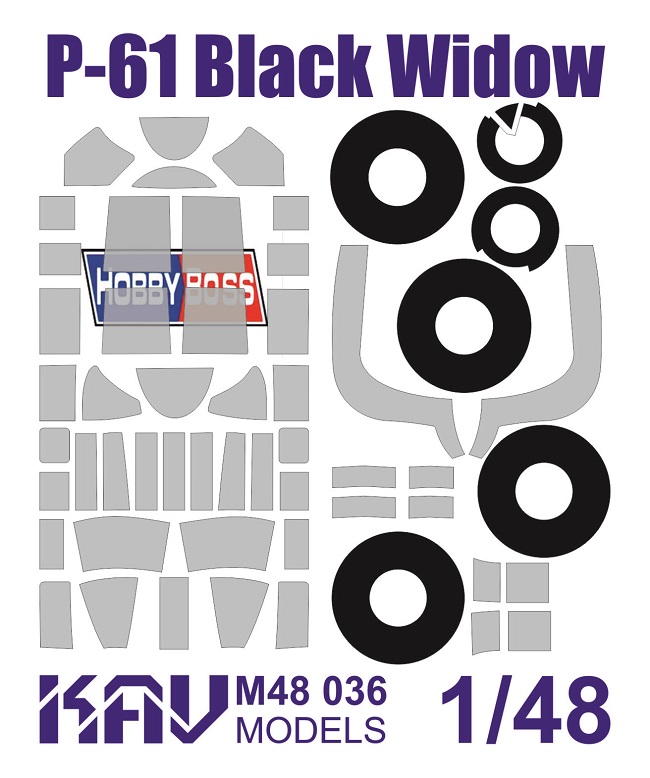 KAV M48 036  инструменты для работы с краской  Маска P-61 Black Widow (Hobby Boss)  (1:48)