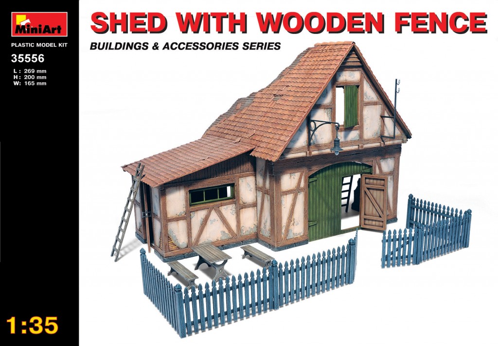 35556  наборы для диорам  SHED WITH WOODEN FENCE  (1:35)