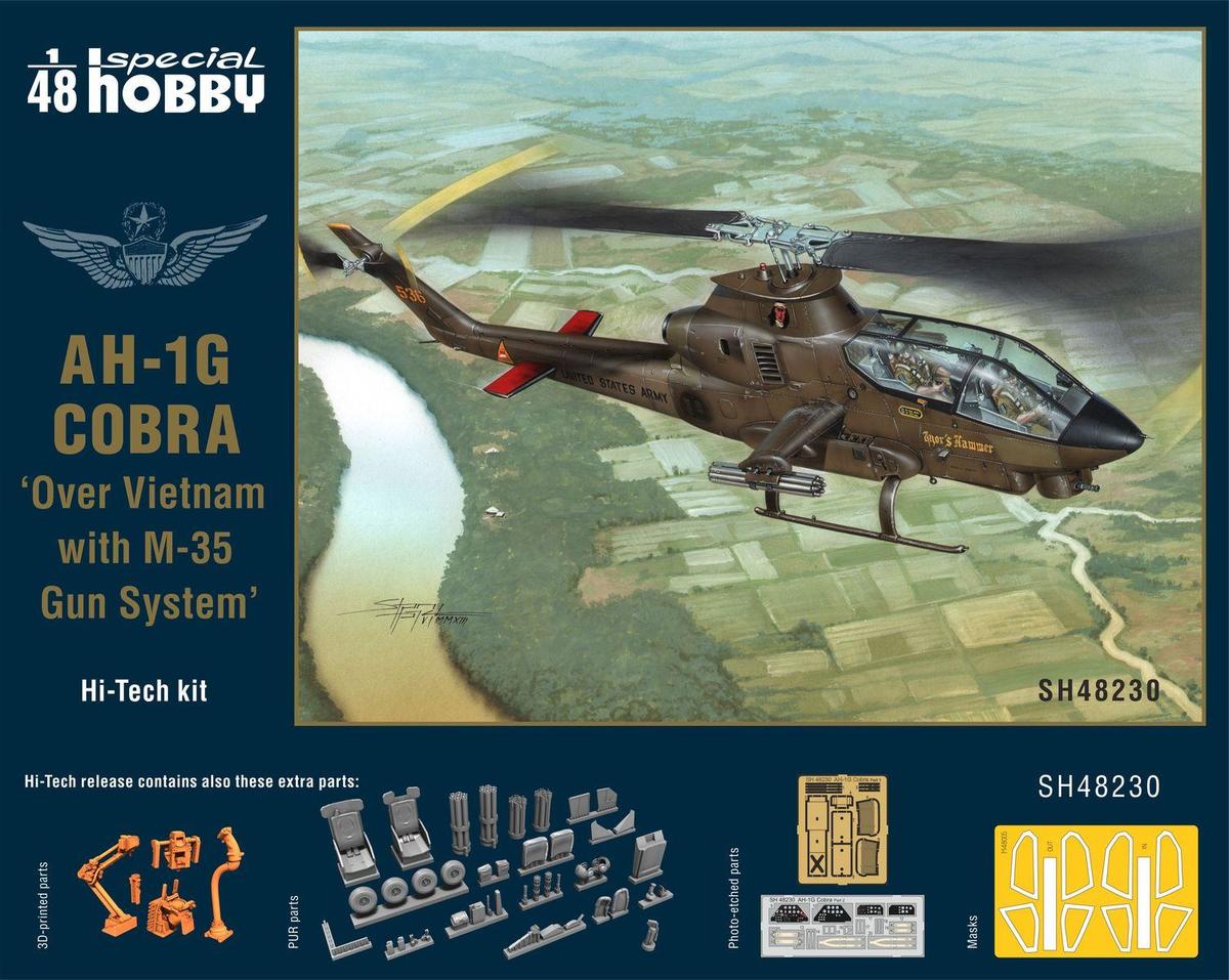 SH48230  авиация  AH-1G Cobra "Over Vietnam with M-35 Gun System’ Hi-Tech Kit  (1:48)