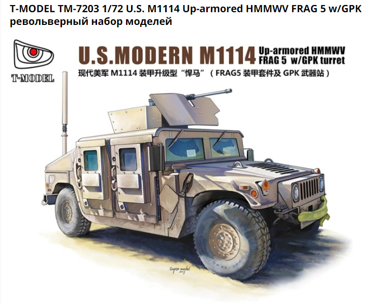 TM7203  техника и вооружение  US. Modern M1114 Up-armored FRAG5 w/GPK Turret (normal ver)  (1:72)