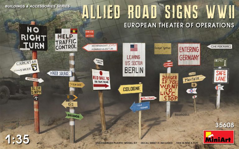 35608  наборы для диорам  ALLIED ROAD SIGNS WWII. EUROPEAN THEATRE OF OPERATIONS  (1:35)