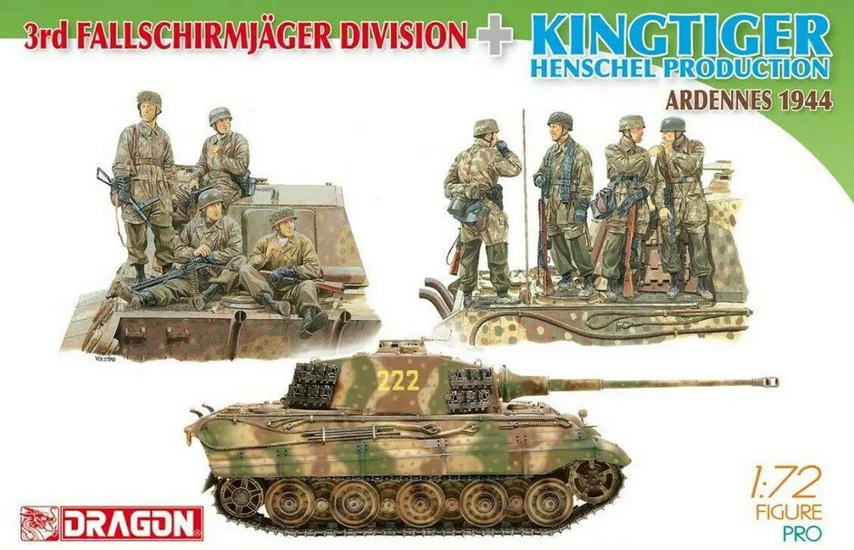 7400  техника и вооружение  3rd Fallschirmjäger Division + King Tiger Henschel. Ardennes 1944 (1:72)