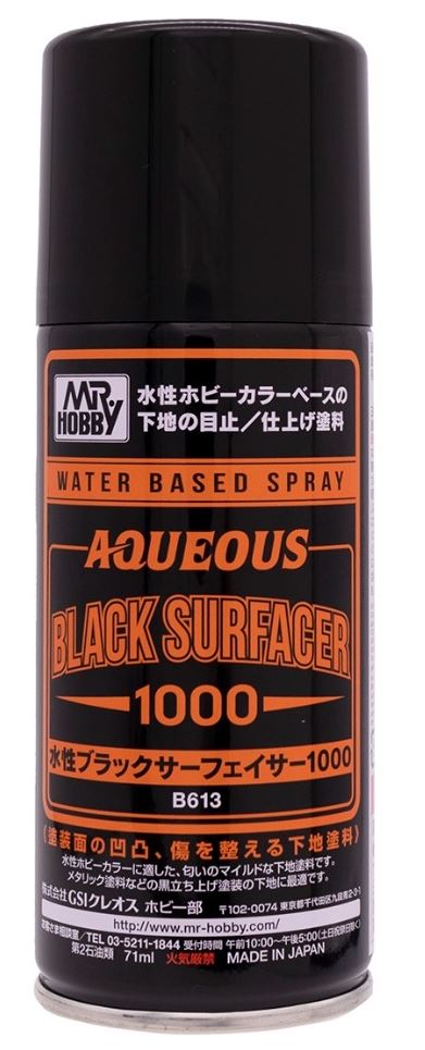 B-613  краска грунтовка в баллончиках Mr. Aqueous Black Surfacer 1000 170мл.