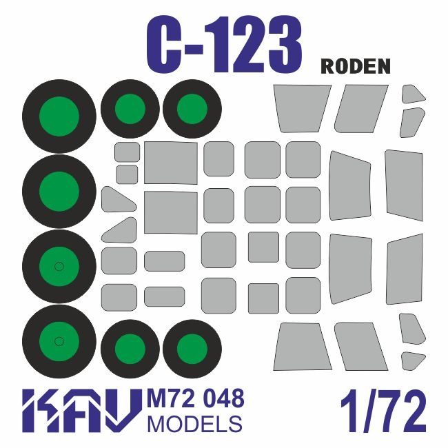 KAV M72 048  инструменты для работы с краской  Окрасочная маска для C-123 (Roden)  (1:72)