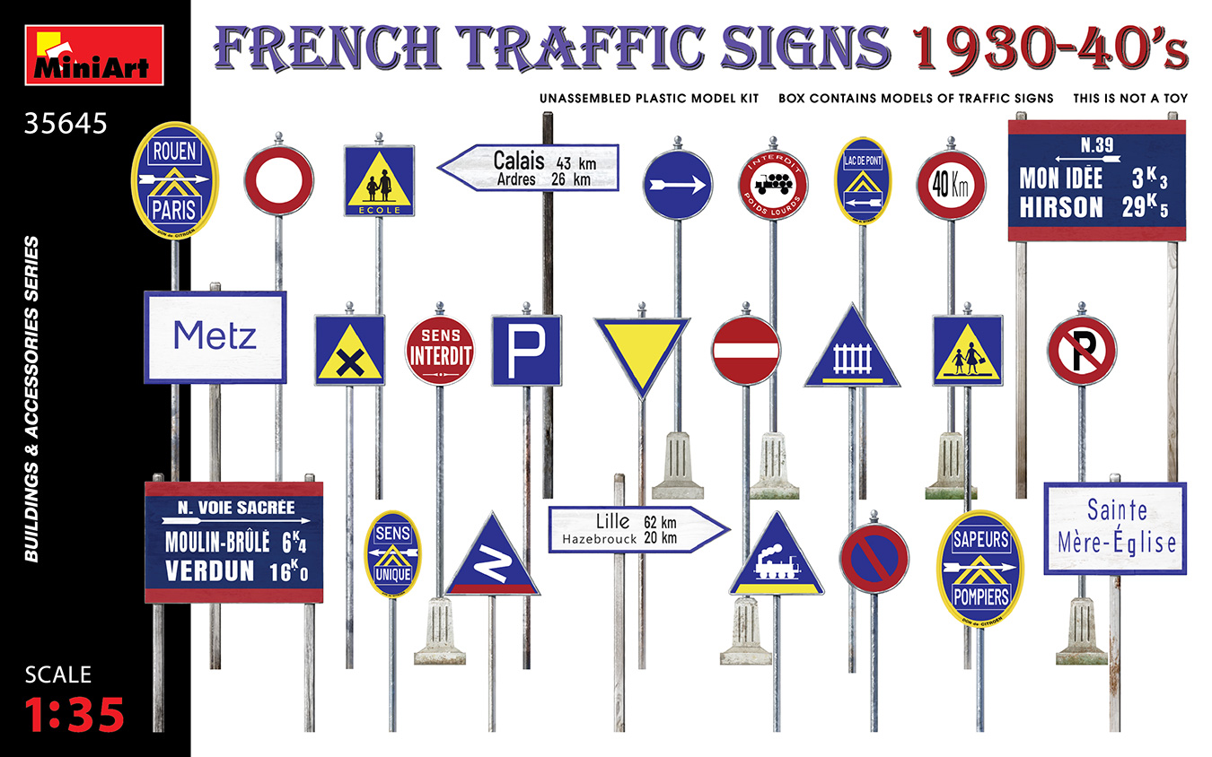 35645  наборы для диорам  FRENCH TRAFFIC SIGNS 1930-40’s  (1:35)