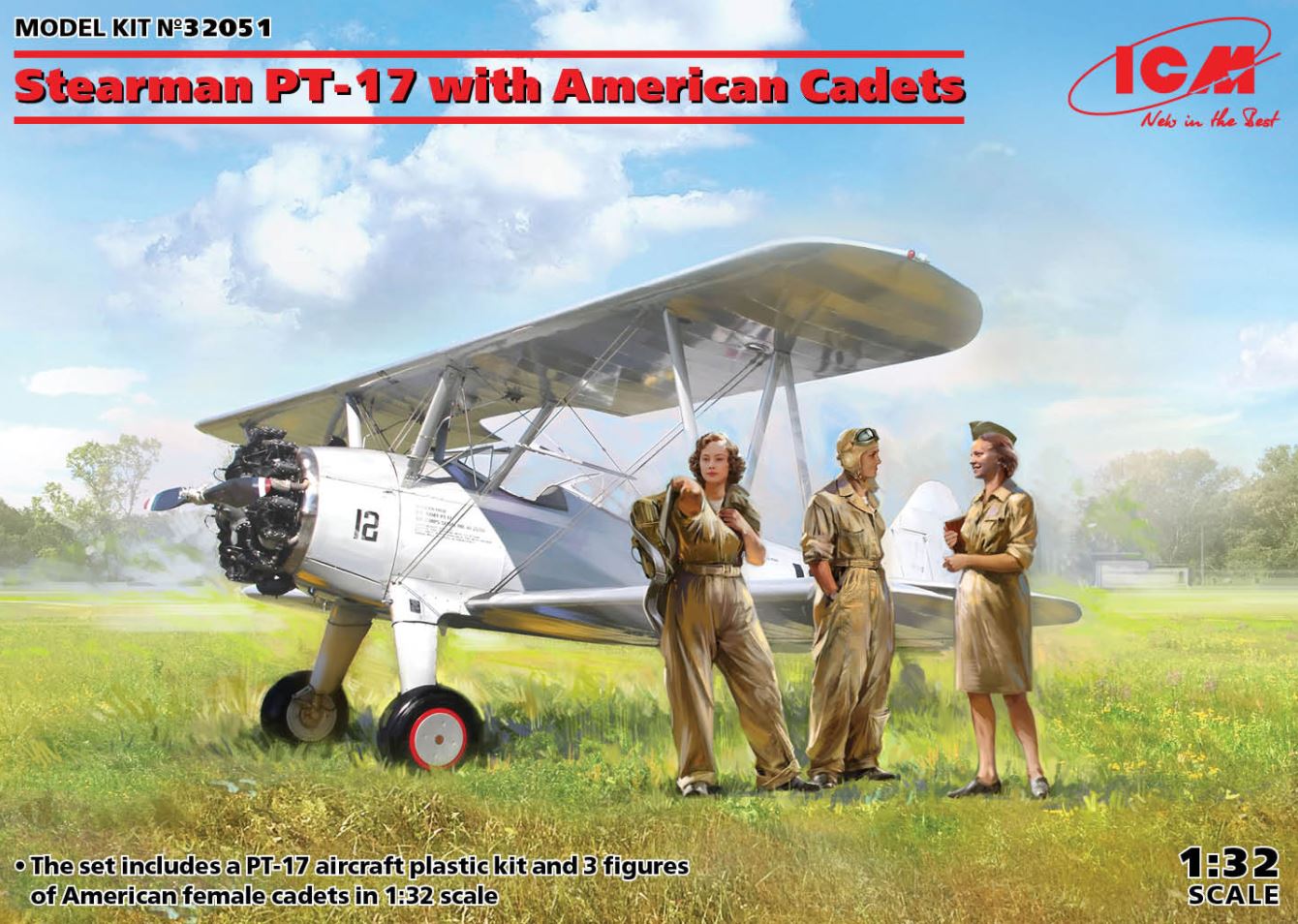 32051  авиация  Stearman PT-17 с американскими кадетами  (1:32)
