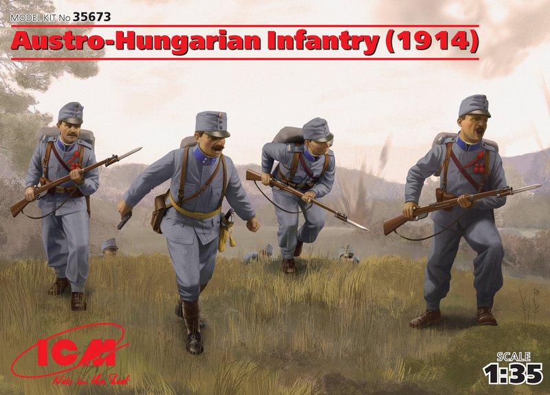 35673  фигуры  Пехота Австро-Венгрии (1914г.) (4 фигуры) (1:35)