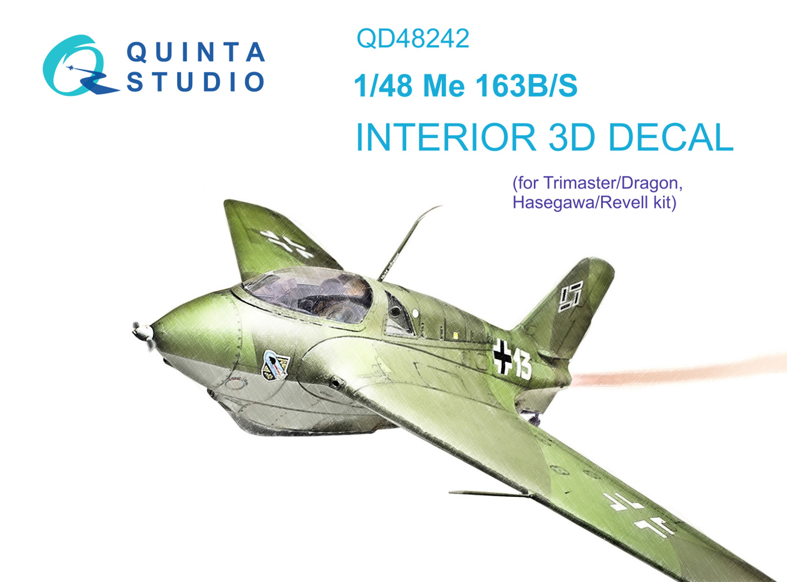 QD48242  декали   3D Декаль интерьера кабины Me 163B:S (Dragon)  (1:48)