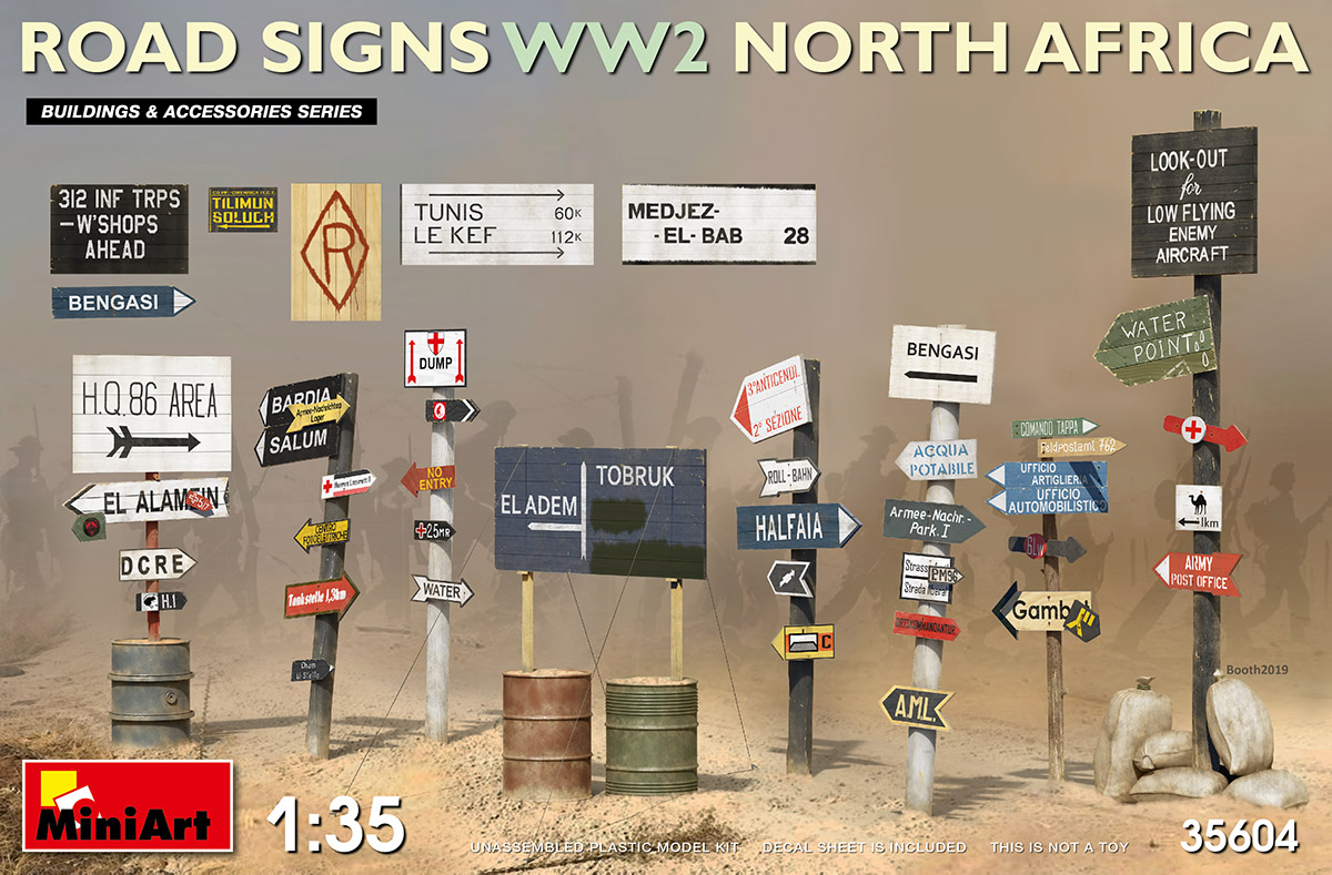 35604  наборы для диорам  ROAD SIGNS WW2 NORTH AFRICA  (1:35)