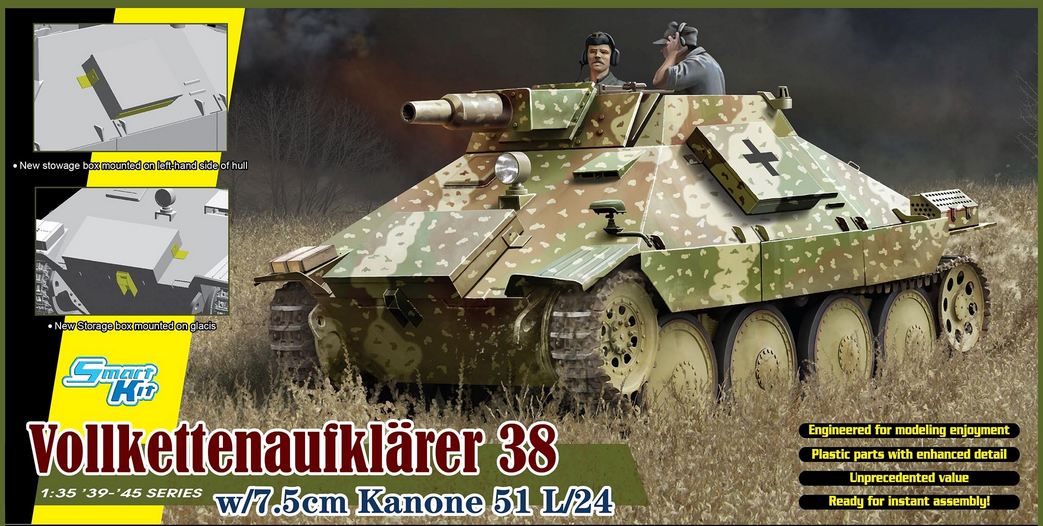 6815  техника и вооружение  САУ Vollkettenaufklaerer 38 w/7.5cm Kanone 51 L/24 (1:35)