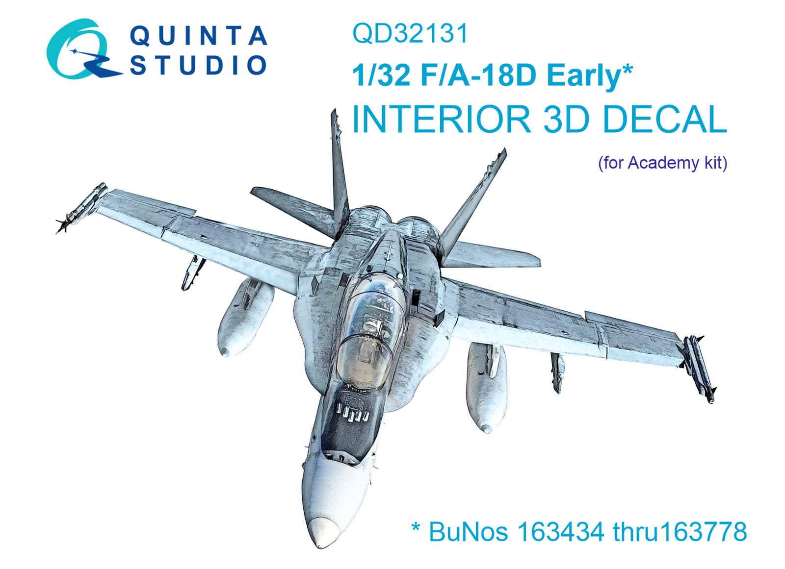 QD32131  декали  3D Декаль интерьера кабины F/A-18D Early (Academy)  (1:32)
