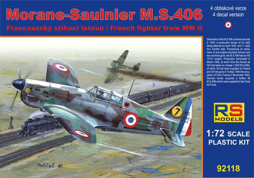 92118  авиация  Morane Saulnier MS.406 France 1940  (1:72)