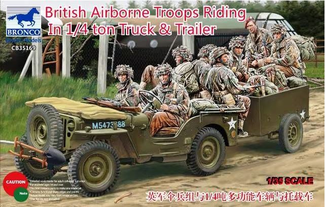 CB35169  техника и вооружение  British Airborne Troops Riding In 1/4 ton Truck & Trailer  (1:35)