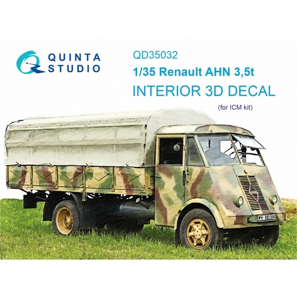 QD35032  декали  3D Декаль интерьера кабины  Renault AHN 3.5t (ICM)  (1:35)