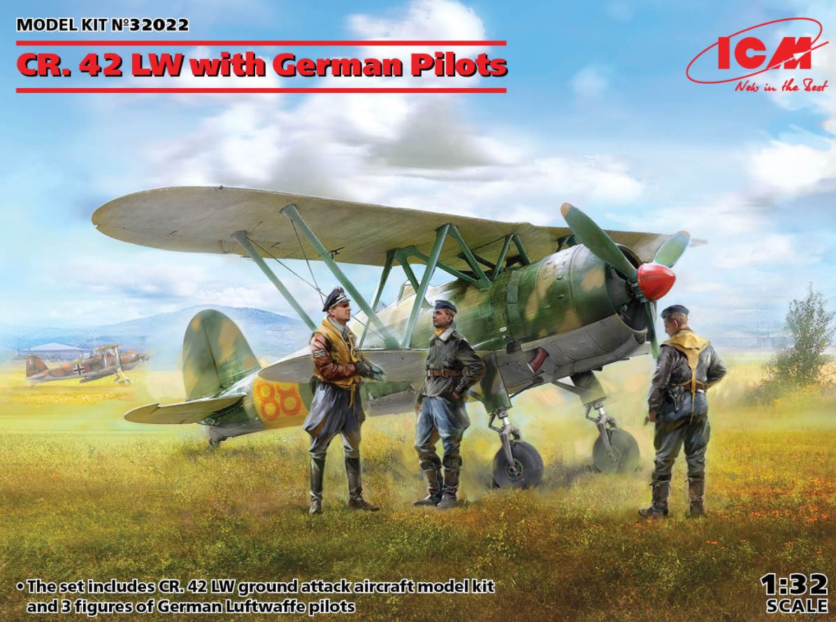 32022  авиация  CR. 42 LW with German Pilots  (1:32)