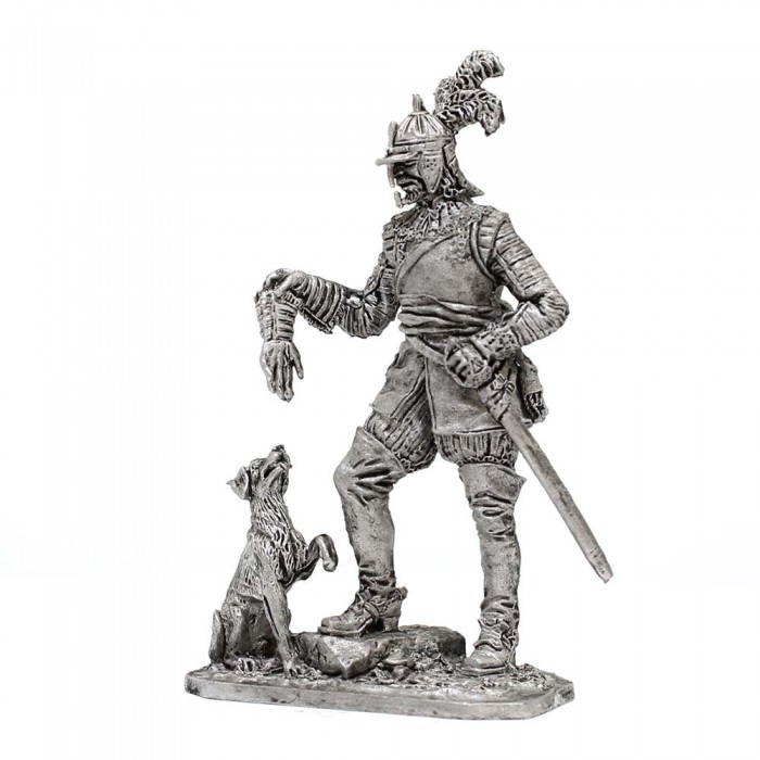 127 M  миниатюра  Германский кавалерист с собакой, 16в