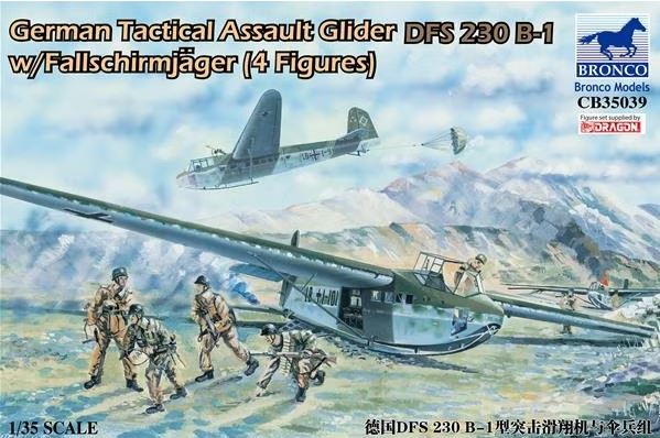 CB35039  авиация  German Tactical Assault Glider DFS 230 B-1 w/Fallschirmjäger (4 Figures)  (1:35)