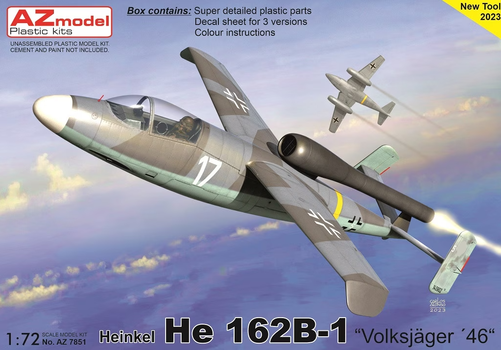 AZ7851  авиация  Heinkel He 162B-1 "Volksjager 46"  (1:72)