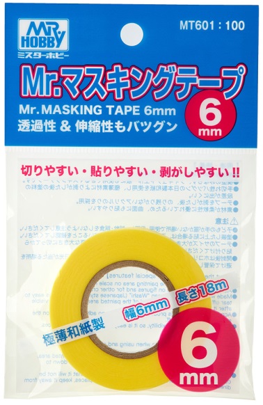 MT-601  инструменты для работы с краской  Маскировочная лента Mr.Masking Tape 6mm