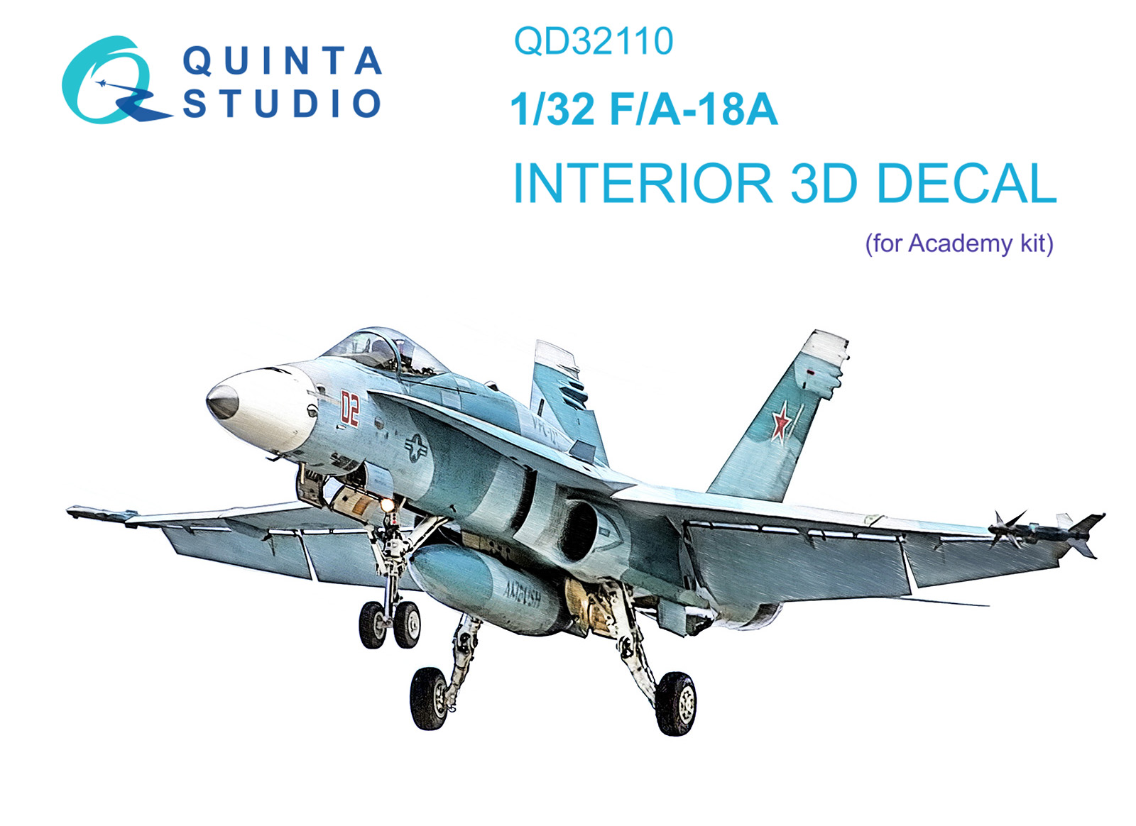 QD32110  декали  3D Декаль интерьера кабины F/A-18A (Academy)  (1:32)